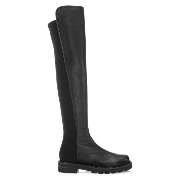 $950 STUART WEITZMAN Lift Over-The-Knee Leather Combat Boot LOWLAND 6.5 (PA30) - Picture 1 of 8